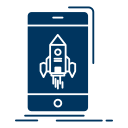 Phone icon with rocket on it