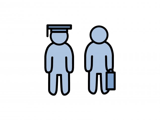 clipart of person with graduate cap and person with briefcase