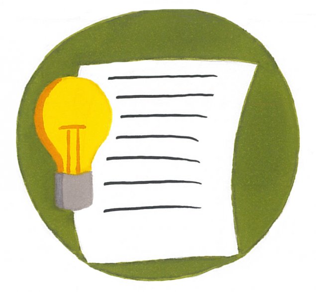 Clipart of a piece of paper and a lightbulb