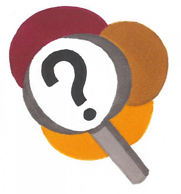 Clipart of a magnifying glass with a question mark in the center