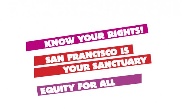 Banners about immigrant rights