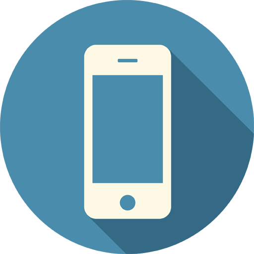 Icon of a mobile phone on a blue circle