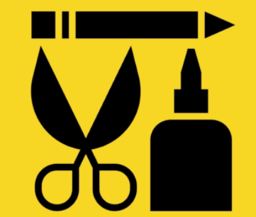 Icon of a pencil, scissors, and glue
