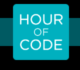 Hour of Code logo in blue square 