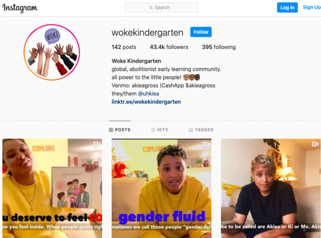 Instagram profile page of Woke Kindergarten