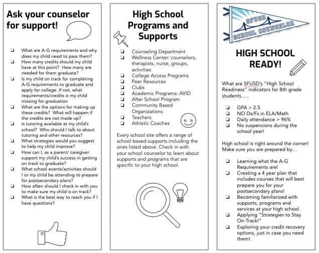 screenshot of high school advising brochure