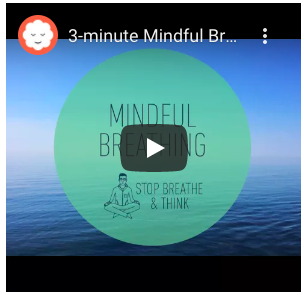 Text reading " 3-minute Mindful Br..." and a play button icon 