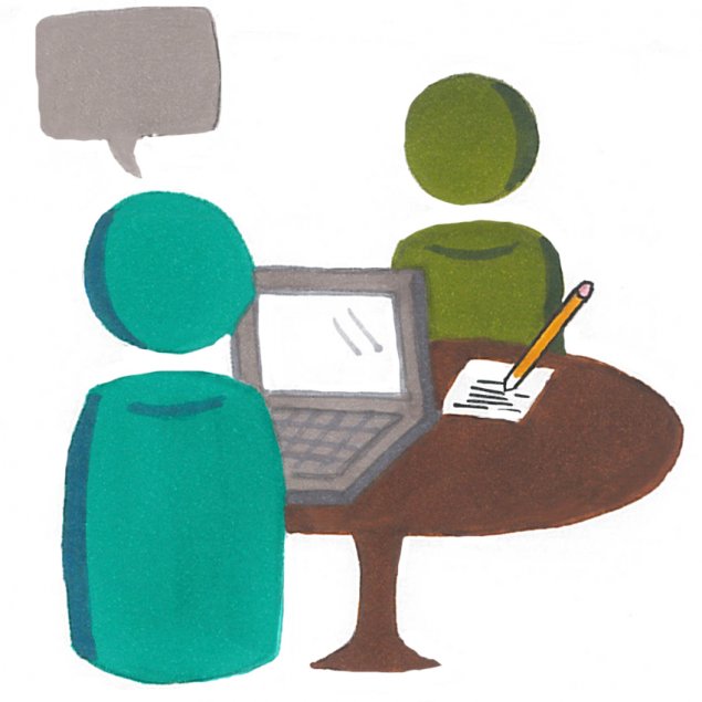 clip art of two people talking around a table