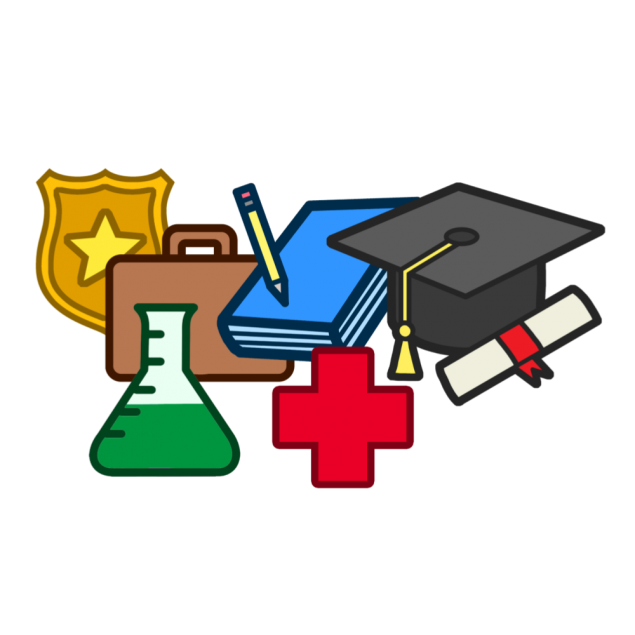cluster of clipart representing career and college
