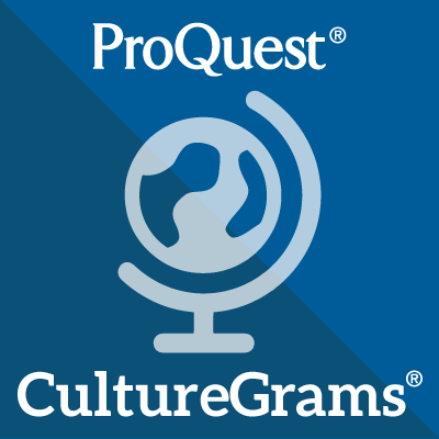Culture Grams logo - globe on blue field