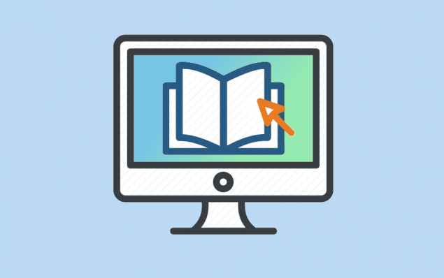 distance learning represented by book on computer