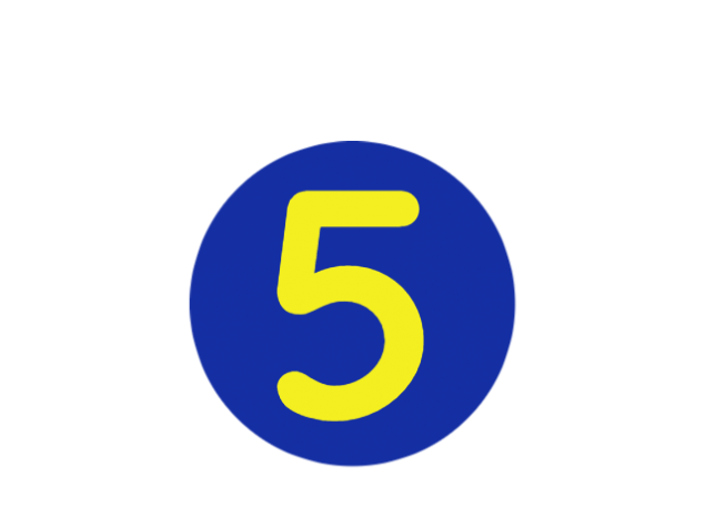 yellow 5 with a blue circle
