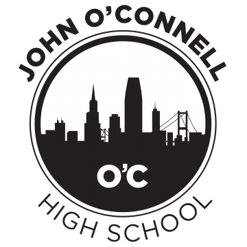 John O'Connell HS logo with silhouette of SF
