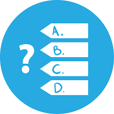 Icon showing multiple choice quiz options with a question mark