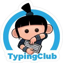 typing club logo of girl typing on keyboard