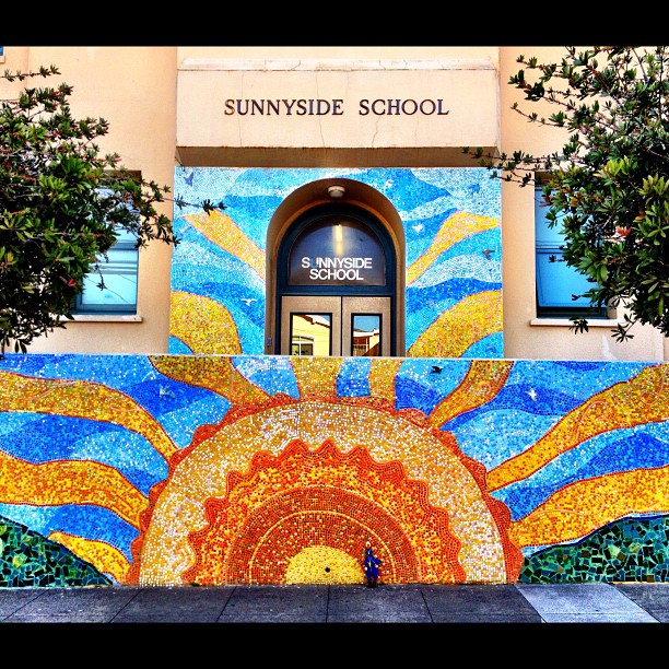 Sunnyside entrance and bright mural